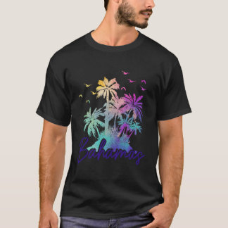 バハマナッソービーチヴィンテージパームツリーズバカンス Tシャツ