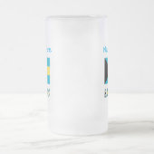 バハマバハマ国旗の青 フロストグラスビールジョッキ (中央)