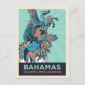 バハマパラダイスアイランドアトランティスのリゾート噴水 ポストカード (正面)
