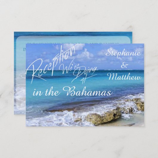 バハマビーチショアウェディングレセプションカード 招待状 (正面/裏面)