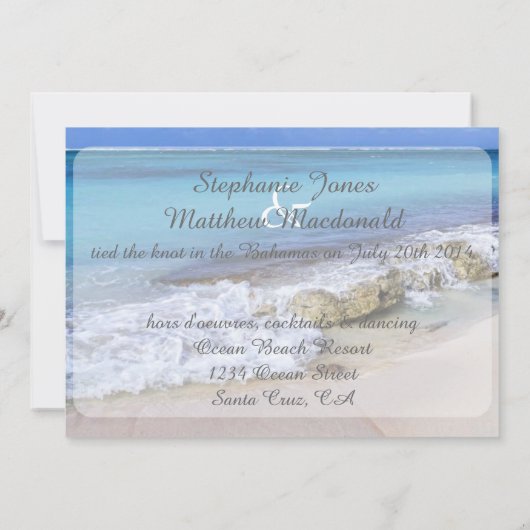 バハマビーチ結婚式ビーチで行った 招待状 (裏面)