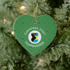 バハマブラックエンジェルクリスマスパーソナライズされた国旗 セラミックオーナメント