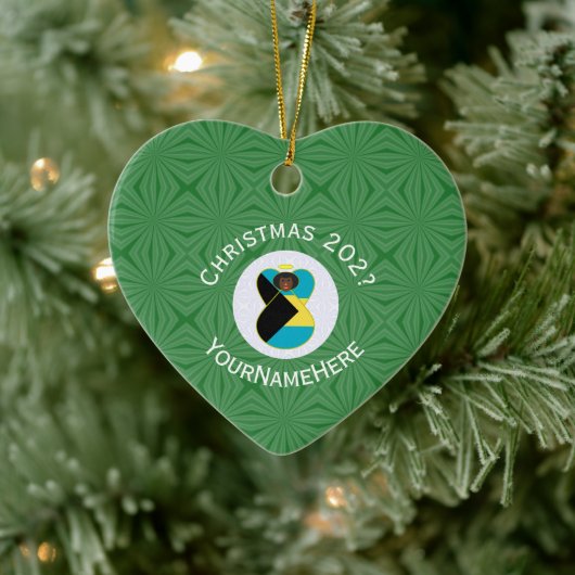 バハマブラックエンジェルクリスマスパーソナライズされた国旗 セラミックオーナメント (ツリー)