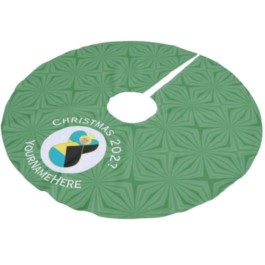 バハマブロンデエンジェルクリスマスパーソナライズされた国旗 ブラッシュドポリエステルツリースカート (アングル)