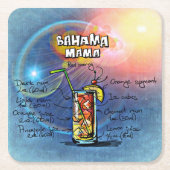 バハマママカクテル(12ドリンクレシピセット#8) スクエアペーパーコースター (正面)