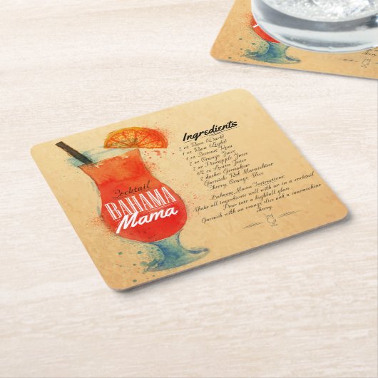 バハママ紙コースター スクエアペーパーコースター (アングル)