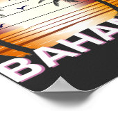 バハマヴィンテージパームツリーズサマービーチ ポスター (角)