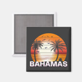バハマヴィンテージパームツリーズサマービーチ マグネット (正面/裏面)