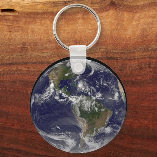 バハマ上空のハリケーン・アイリーンと完全な地球。 キーホルダー (裏面)