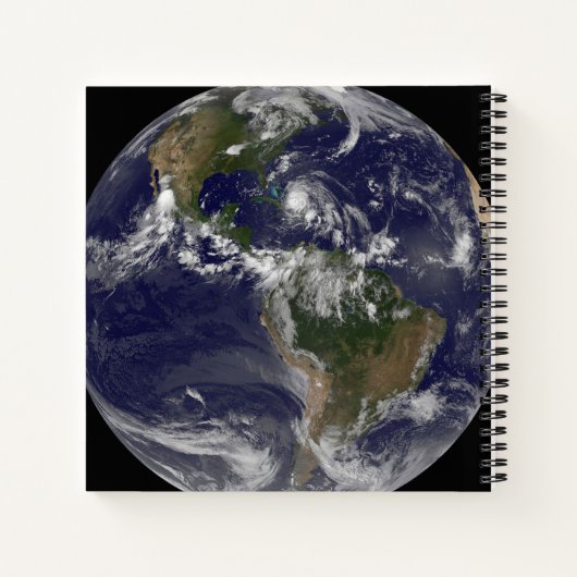 バハマ上空のハリケーン・アイリーンと完全な地球。 ノートブック (裏面)
