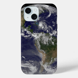 バハマ上空のハリケーン・アイリーンと完全な地球。 iPhone 15ケース