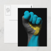 バハマ国旗で握り拳を上げる ポストカード (正面/裏面)