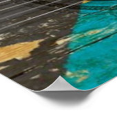 バハマ国旗とオールドアコースティックギター ポスター (角)