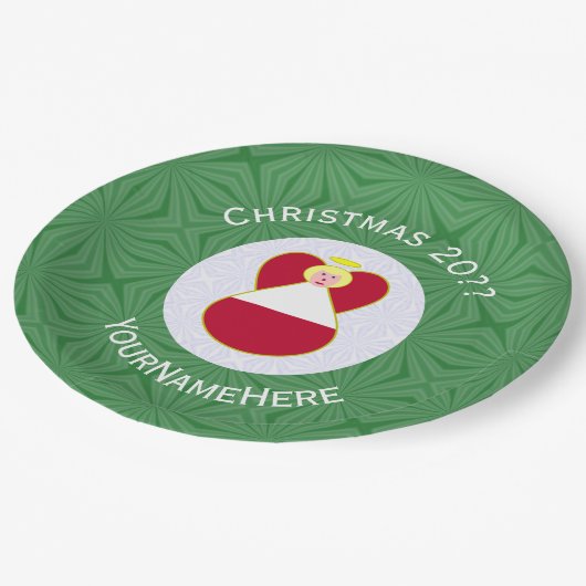 バハマ国旗のエンジェルクリスマスパーティー ペーパープレート (アングル)