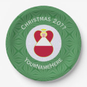 バハマ国旗のエンジェルクリスマスパーティー ペーパープレート (正面)