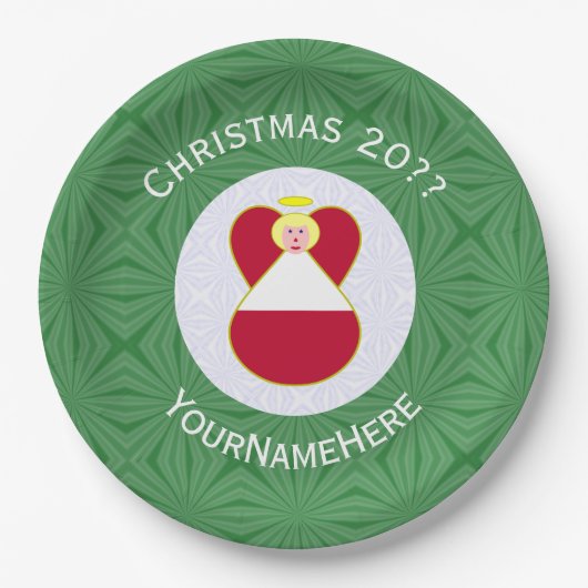 バハマ国旗のエンジェルクリスマスパーティー ペーパープレート (正面)