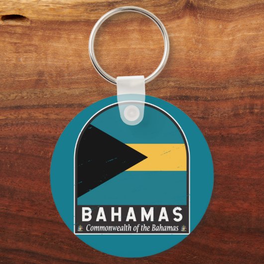 バハマ国旗のエンブレム動揺してヴィンテージ キーホルダー (正面)