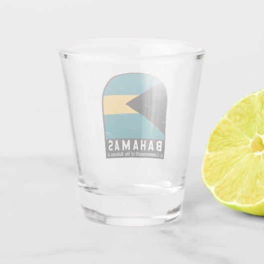 バハマ国旗のエンブレム動揺してヴィンテージ ショットグラス (裏面)