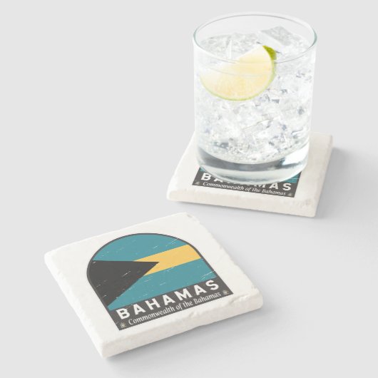 バハマ国旗のエンブレム動揺してヴィンテージ ストーンコースター (横)