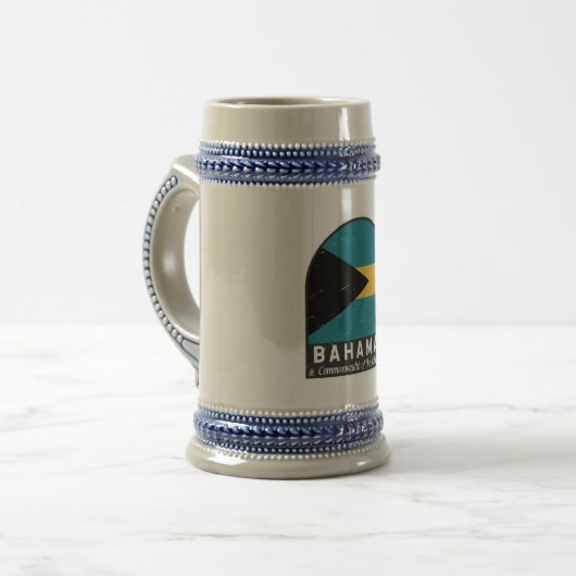 バハマ国旗のエンブレム動揺してヴィンテージ ビールジョッキ (正面左)
