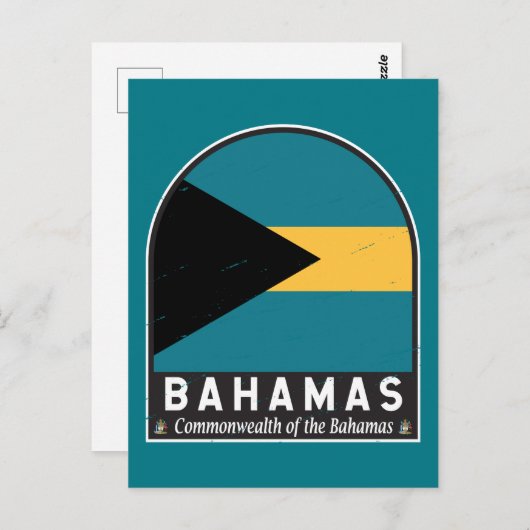 バハマ国旗のエンブレム動揺してヴィンテージ ポストカード (正面/裏面)