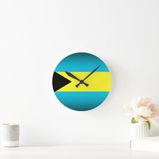 バハマ国旗のダークエッジ ラウンド壁時計 (ホーム)