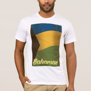 バハマ国旗のビンテージ旅行ポスター Tシャツ