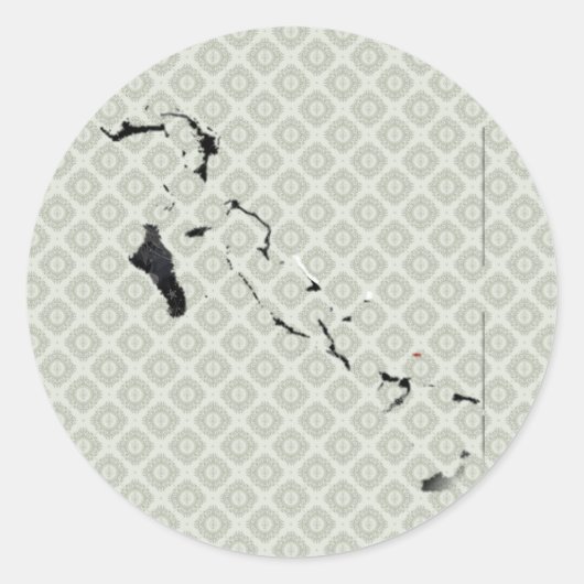 バハマ国旗の地図フルサイズ ラウンドシール (正面)