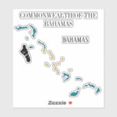 バハマ国旗の地図 シール (シート)