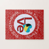 バハマ国旗の赤文字LOVE白オンレッド ジグソーパズル (横)