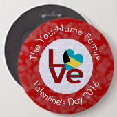 バハマ国旗の赤文字LOVE白オンレッド 缶バッジ (正面&裏面)