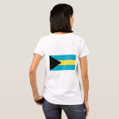 バハマ国旗を持つ女子フリースジップジョガー Tシャツ (裏面フル)