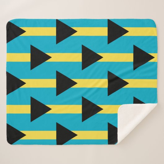 バハマ国旗を持つ愛国的シェルパ毛布 シェルパブランケット (正面(横))