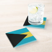 バハマ国旗を掲げたガラスコアスター ガラスコースター (アングル)