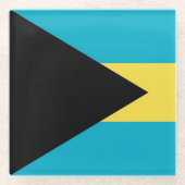 バハマ国旗を掲げたガラスコアスター ガラスコースター (正面)