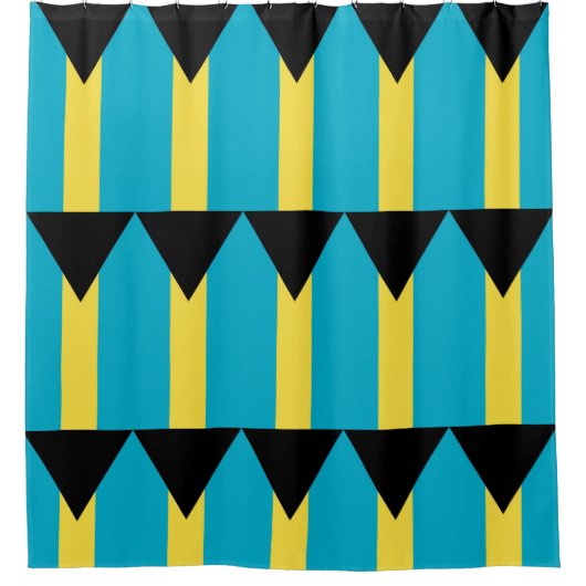バハマ国旗を掲げたシャワーカーテン シャワーカーテン (正面)