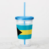 バハマ国旗を掲げた愛国的なアクリル製タンブラー アクリルタンブラー (正面)
