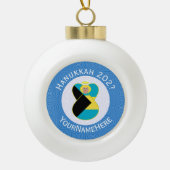 バハマ国旗エンジェル・ハヌッカブロンド セラミックボールオーナメント (正面)