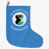 バハマ国旗ダークエンジェルパーソナライズされたハヌカー ラージクリスマスストッキング (正面)