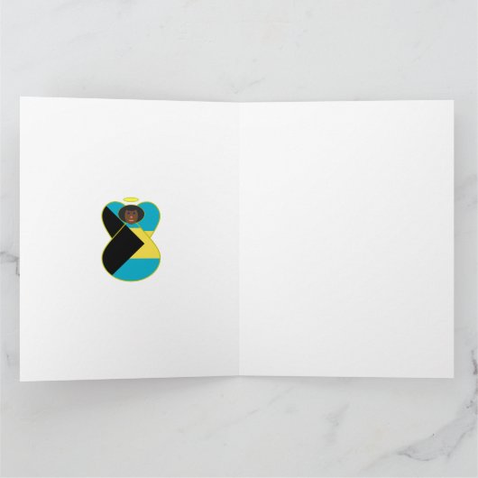 バハマ国旗ブラックエンジェルクリスマスパーソナライズされた カード (内部)