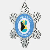 バハマ国旗ブロンデエンジェルパーソナライズされたハヌカ スノーフレークピューターオーナメント (右)