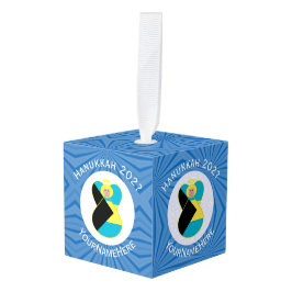 バハマ国旗ブロンドエンジェルパーソナライズされたハヌカ キューブオーナメント