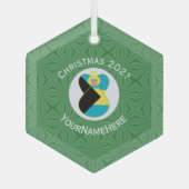 バハマ国旗ブロンド天使クリスマス年 ガラスオーナメント (正面)