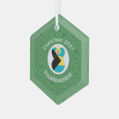 バハマ国旗ブロンド天使クリスマス年 ガラスオーナメント (正面左)