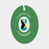 バハマ国旗ブロンド天使クリスマス年 メタルオーナメント (正面左)