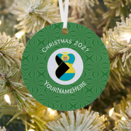 バハマ国旗ブロンド天使クリスマス年 メタルオーナメント