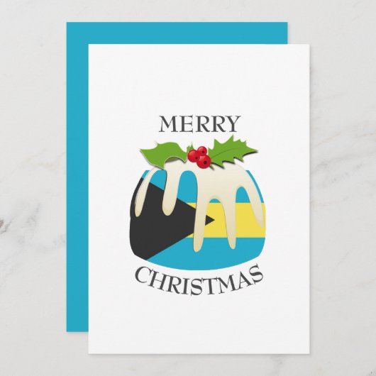 バハマ国旗 |クリスマスプリン |フェスティバル シーズンカード (正面/裏面)