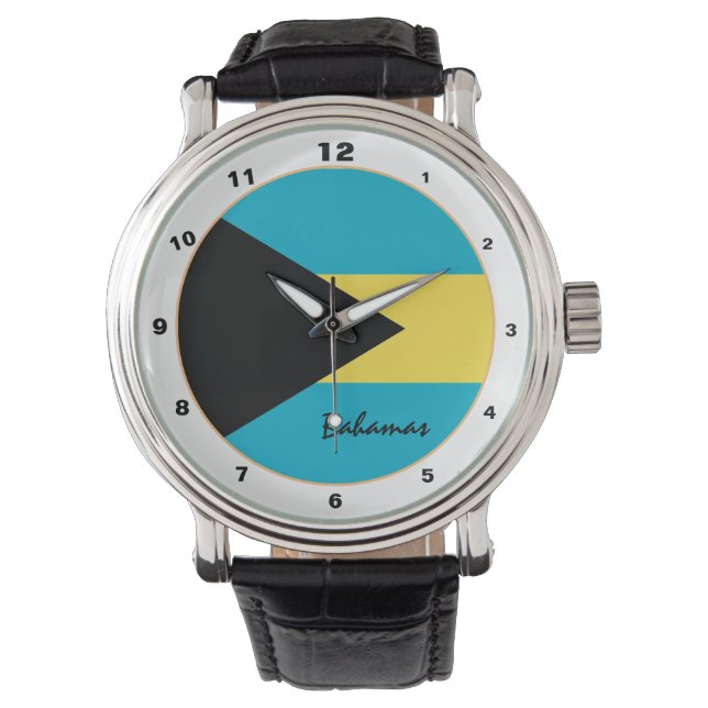バハマ国旗&バハマトレンディーファッション/デザイン 腕時計 (正面)