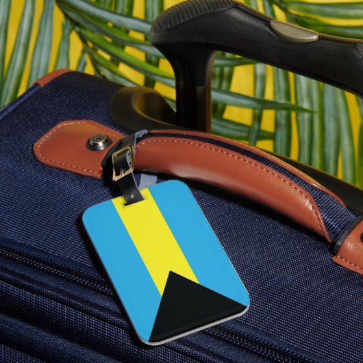 バハマ国旗（青、黒、黄） ラゲッジタグ (正面インサイチュ1)