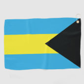 バハマ国旗:黒、金ゴールド、アクアマリン ゴルフタオル (横)